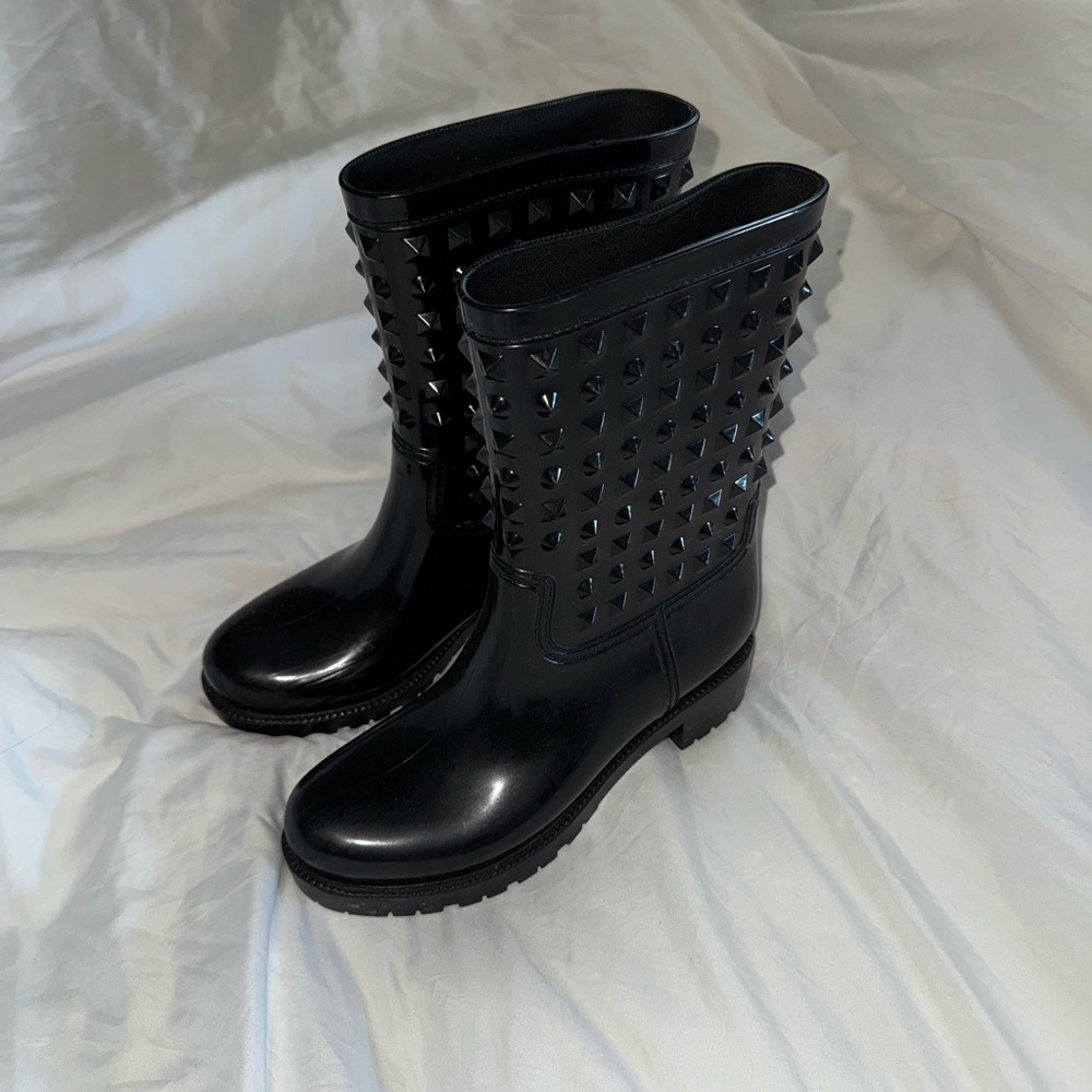 däv, women’s black rain boots, size 7